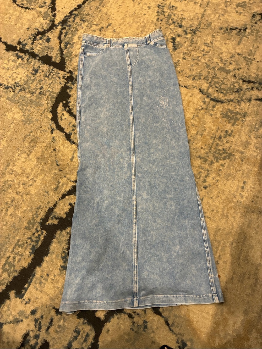 Hard Tail Light Blue Acid Wash Maxi Skirt